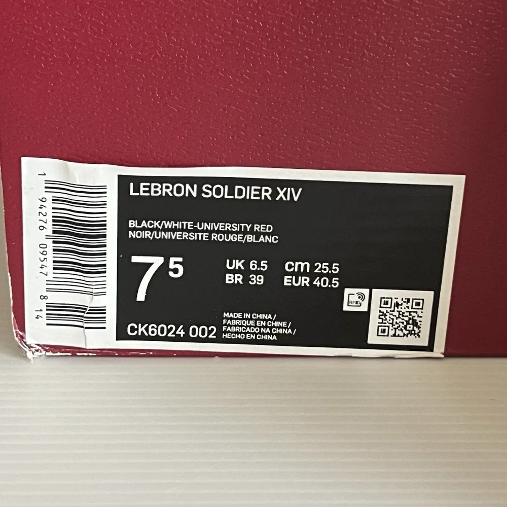 Nike Lebron Soldier 14 Black White Mens Size 7.5 Shoes CK6024-002
